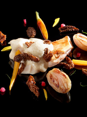 Duo de volailles fermières fondantes au vin jaune et morilles sauvages