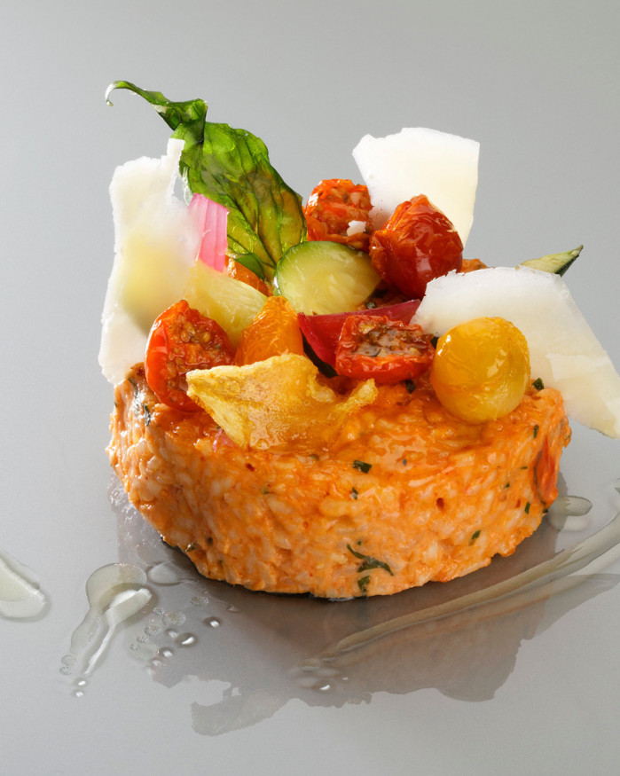 Risotto tomate, basilic et parmesan