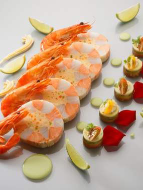 Médaillon de sandre et saumon arlequin et sa garniture