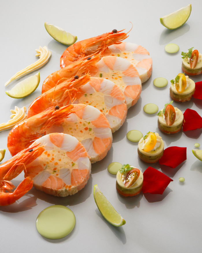 Médaillon de sandre et saumon arlequin et sa garniture