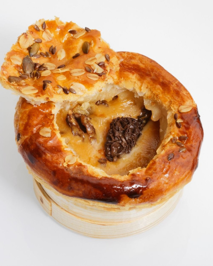 Croûte aux morilles sauvages (8 g) et champignons de Paris lutée (conditionnement individuel)