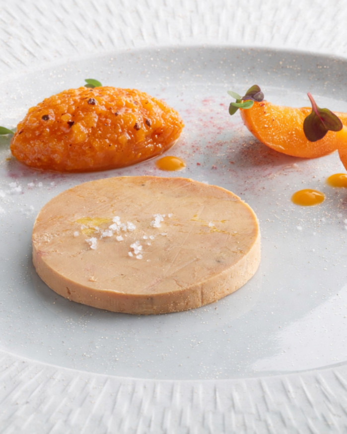Foie gras de canard au naturel (env. 60g) et son chutney abricot Macvin