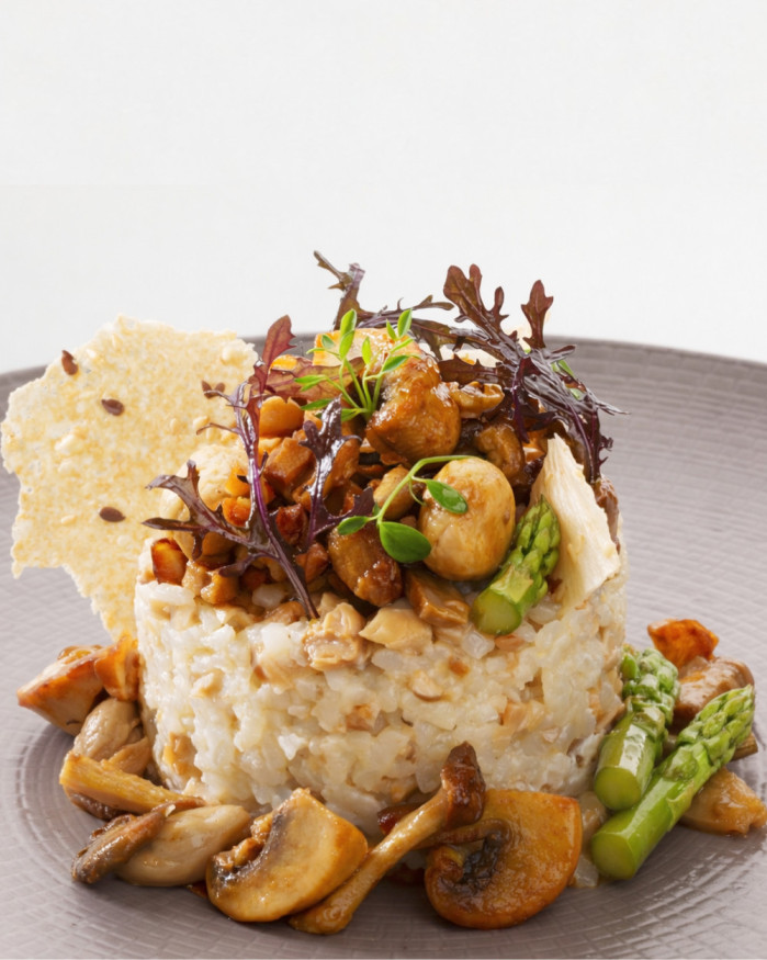 Risotto asperges vertes et champignons 