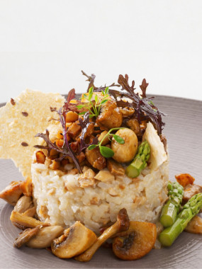Risotto asperges vertes et champignons 
